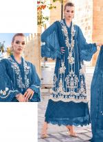 Cotton Sky Blue Eid Wear Embroidery Work Pakistani Suit
